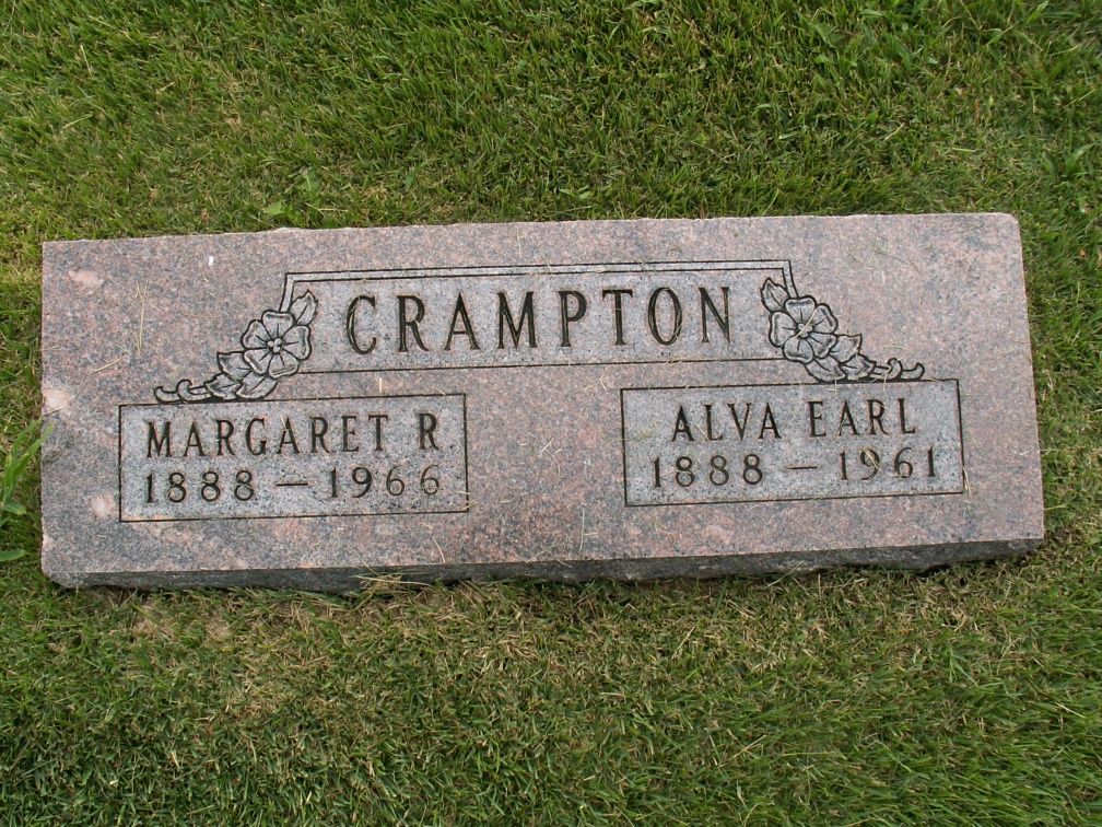Margaret R Crampton nee Thomson & Alva Earl Crampton  3 Aug 1888 - 16 Aug 1966 & 1888 - 12 Mar 1961 