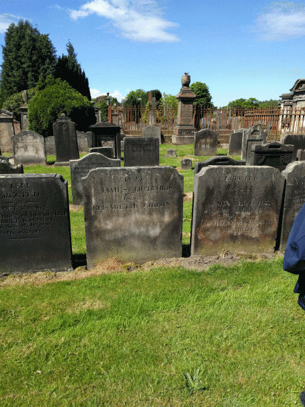 Placement of the "James Hotchkiss & Elisabeth Gillon" (center) & the "John Hotchkis & Helen McDougal" (right) stones. 