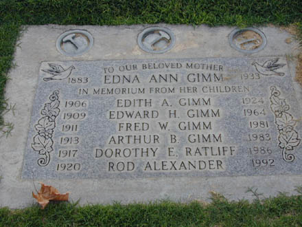 Edna Ann Gimm  abt 1883 - 10 Oct 1933 